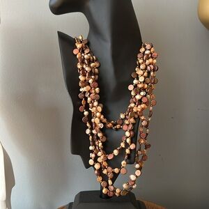 Brown Pearl Torsade Necklace